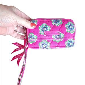 Vera Bradley pink zip around quilted catds coin wristlet wallet